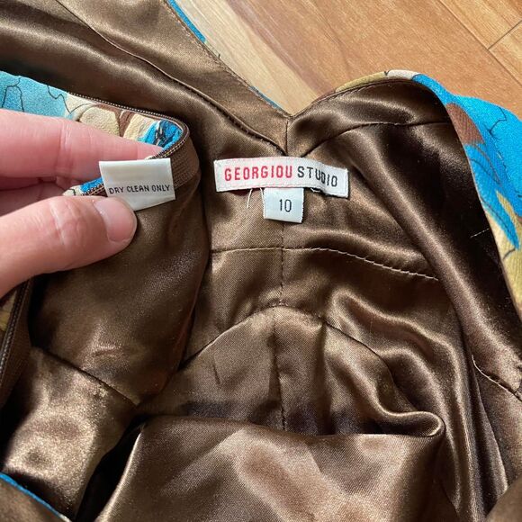 Vintage Y2K Georgiou Studio Floral Silk Chiffon Handkerchief Dress Fairy Size 10 - Picture 7 of 8